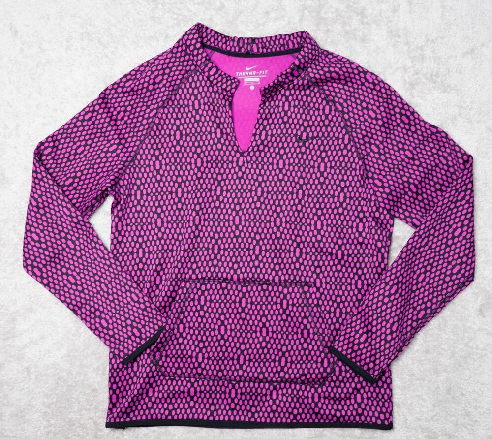 Nike Therma-Fit Purple Mirror Printed Training Pullover Fleece Womens Size L